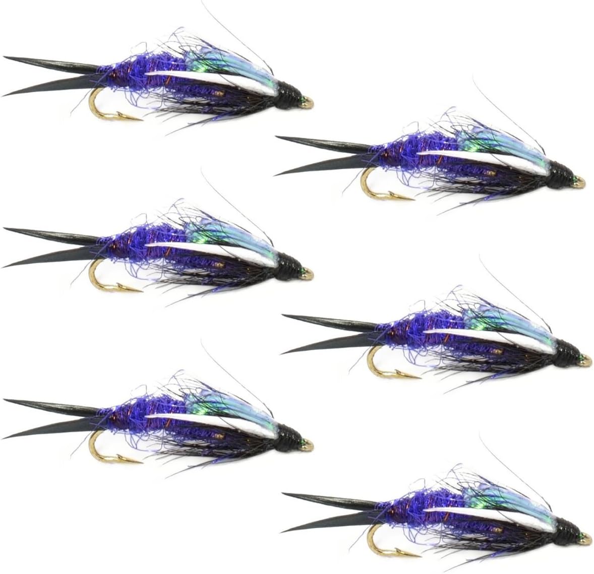 Double Bead Purple Psycho Prince Nymph Fly - 6 Flies Size 12