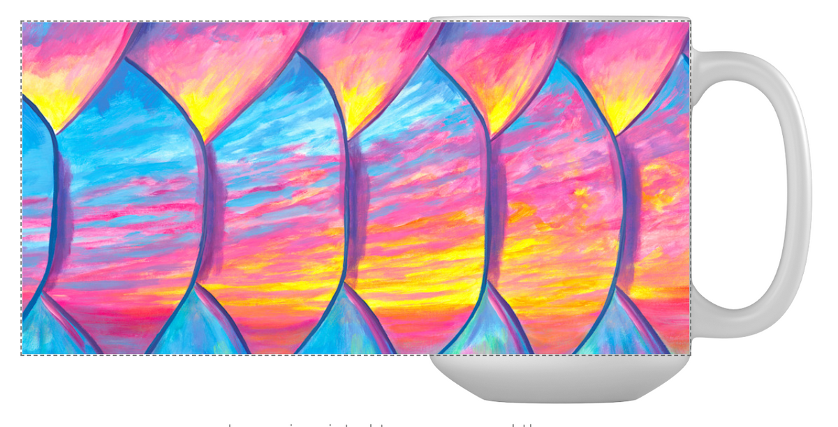 Mug with colorful abstract design on a white background