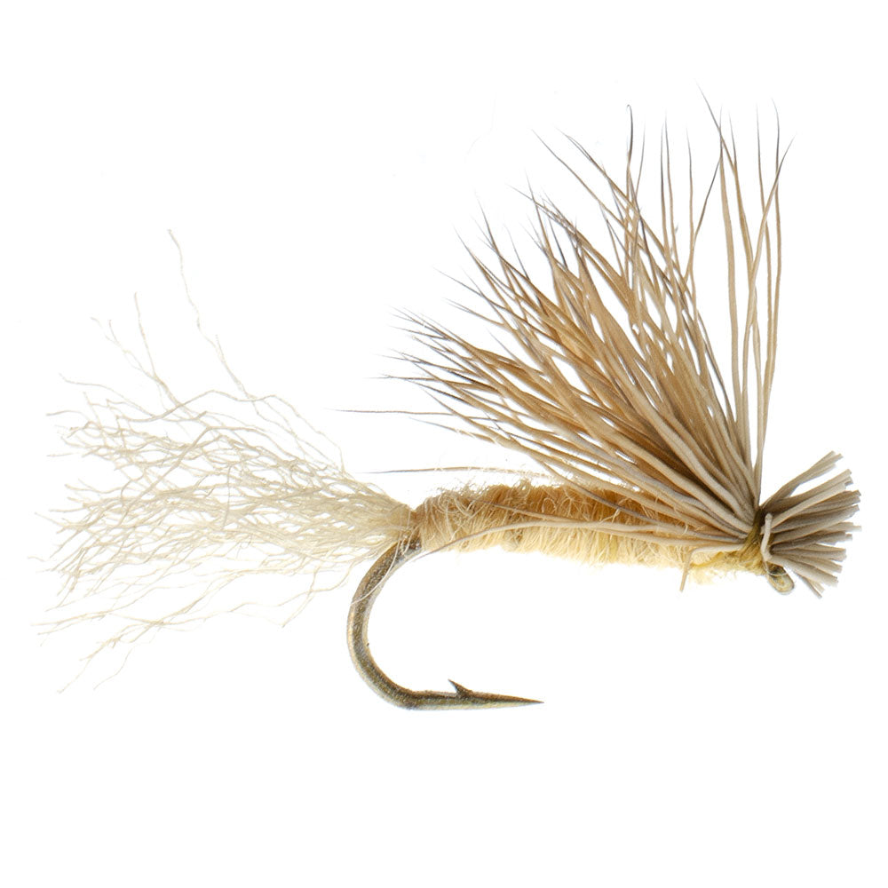 3 Pack Barbless Tan X Caddis Emerging Caddis Adult Fly - (Sz 14)