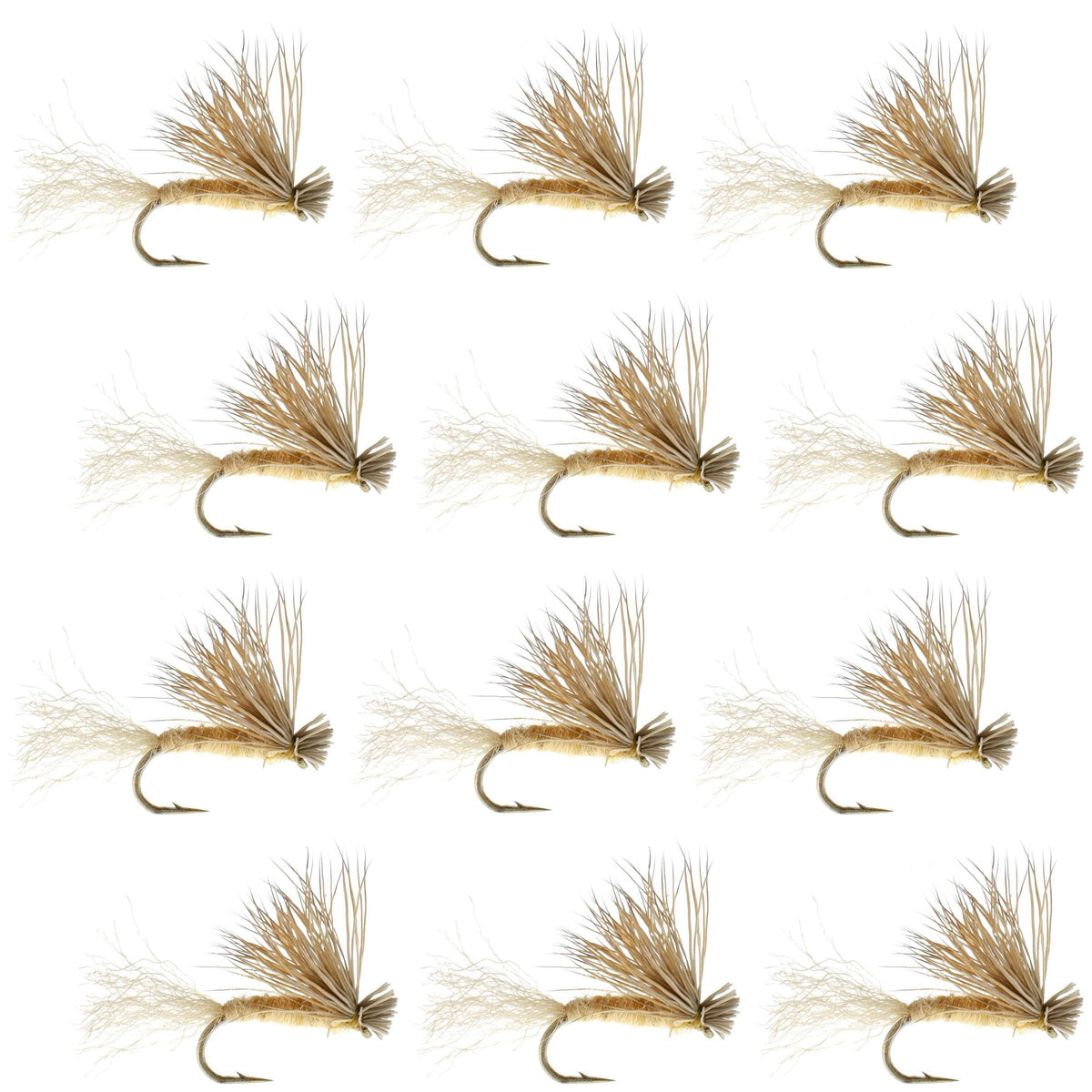 Barbless Tan X Caddis Emerging Caddis Adult Fly - (12 Pack, Sz 14)