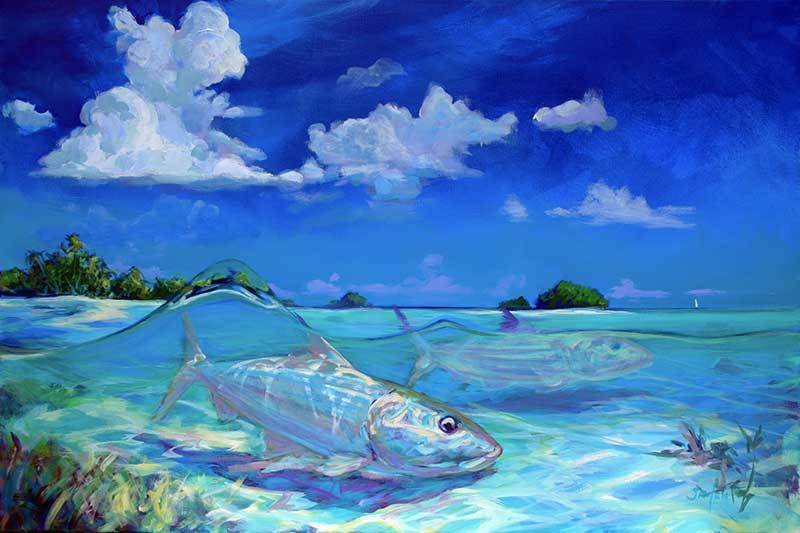 Carribean Grand Slam Triptych Mike Savlen Fly Fishing Art