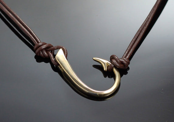 Bronze Large Hook Sideways Necklace